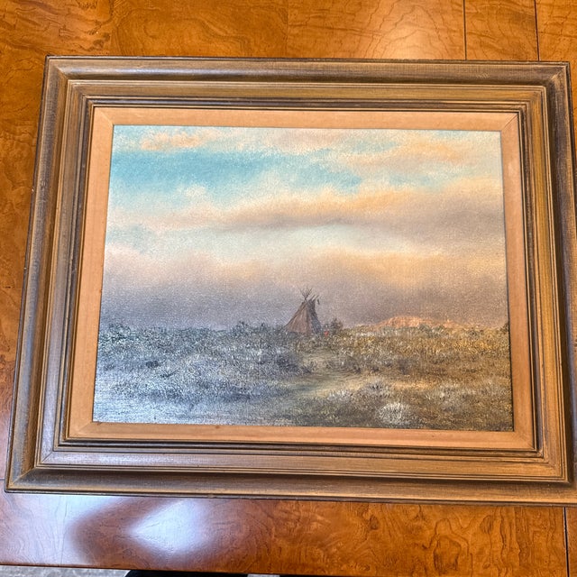 Circa 1970's James Davies Framed Landscape Series of Tee-Pee, Set of Four For Sale - Image 4 of 8