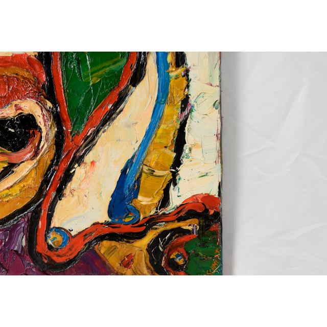 "On Guard" Vintage Abstract Expressionist Heavy Impasto Figure Abstract expressionist figurative composition of a man in a...