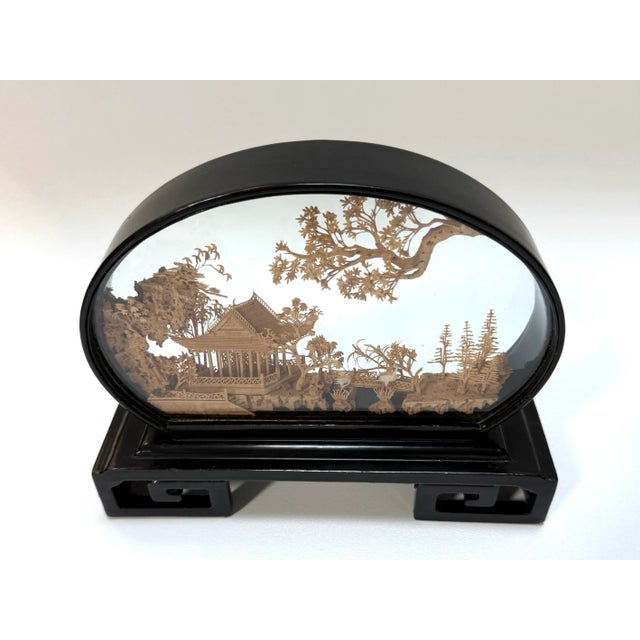 Mid 20th Century Mid 20th Century Vintage Chinese Cork Carving Pagoda Landscape Diorama / Art Sculpture For Sale - Image 5 of 12