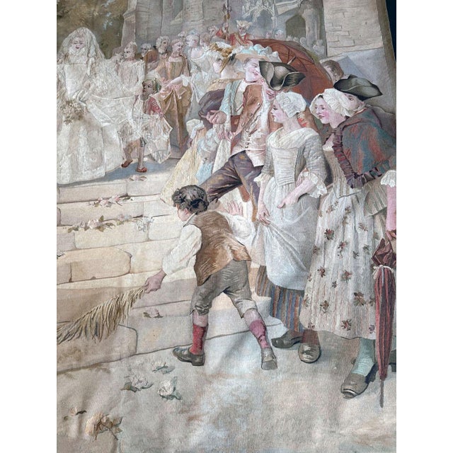 Antique French Tapestry Vouveh Quality 'Wedding Subject" For Sale - Image 9 of 12