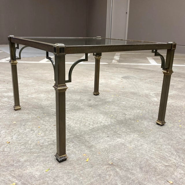 Mastercraft Aged Brass Coffee Table After Jansen For Sale - Image 10 of 13