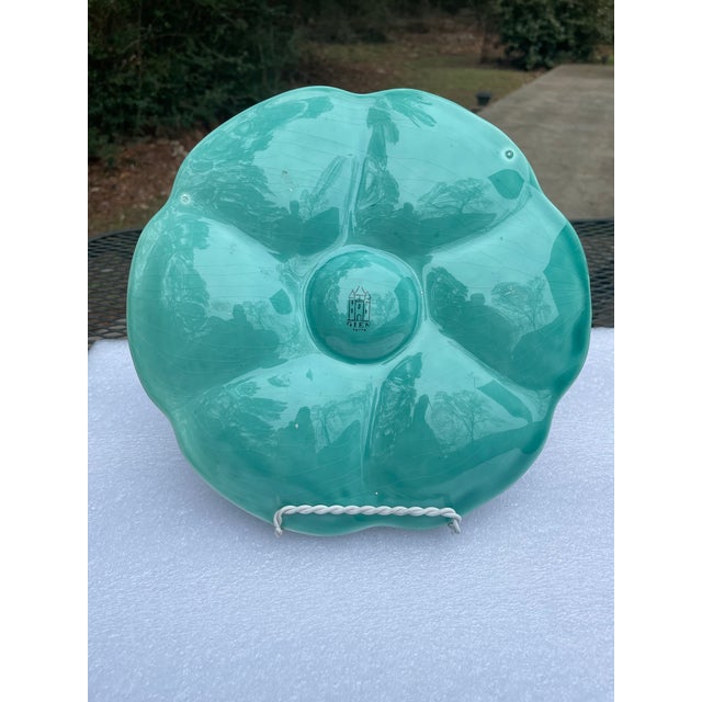 1940s French Gien Turquoise Majolica Oyster Plate For Sale - Image 11 of 13