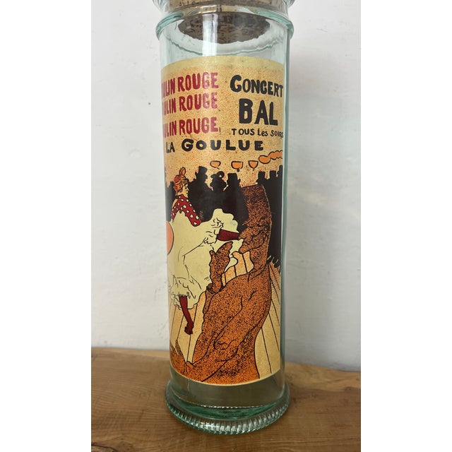 Wood Vintage French Art Nouveau Style Pasta Jar with Moulin Rouge by Henri de Toulouse-Lautrec Motif, 1960s For Sale - Image 7 of 14