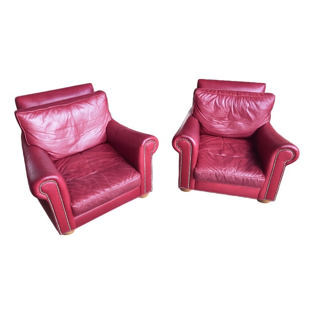 Old Hickory Leather Club Chairs (2) For Sale