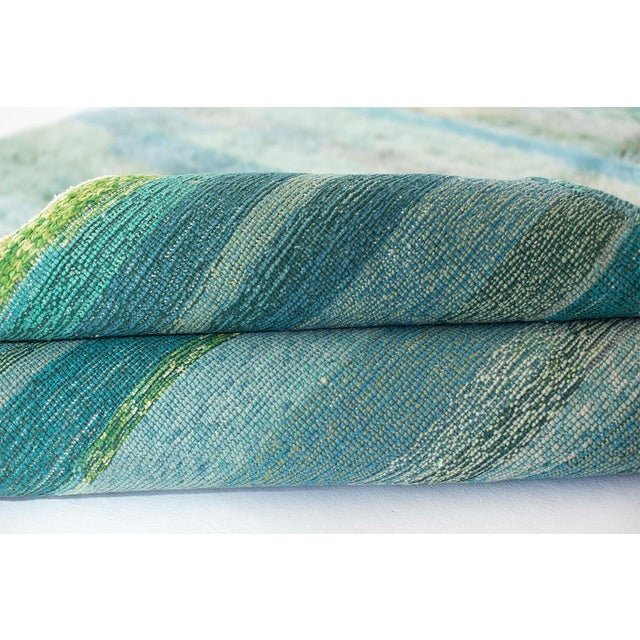 2020s Abstract Striped Horizon Hand-Knotted Wool Rug | 9'11" X 7'1" | One of a Kind For Sale - Image 5 of 8
