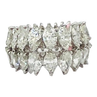 White Diamond Marquise Double Row Eternity Band Ring in Platinum For Sale