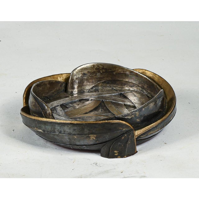Gray Italian Gray and Golden Metal Resin Ashtray from Brumel, 1950s For Sale - Image 8 of 10