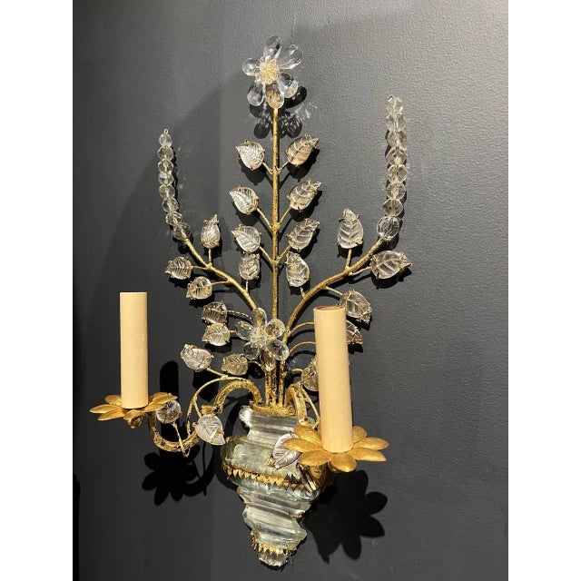 Gold 1930s French Gilt Metal Sconces - A Pair For Sale - Image 8 of 9