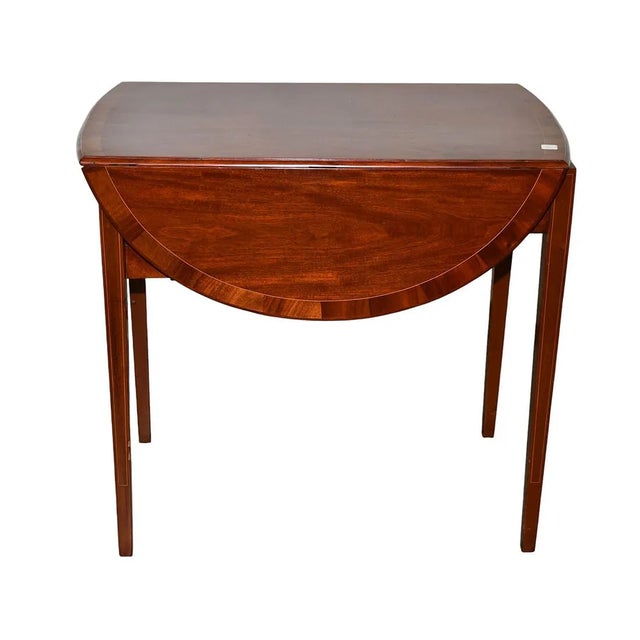 1950s Ladies Mahogany Metamorphic Leather Top Writing Desk, Drop Leaf Table For Sale - Image 4 of 13