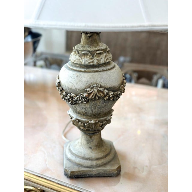 Neoclassical Mid 20th Century Concrete Table Lamps - a Pair For Sale - Image 3 of 4