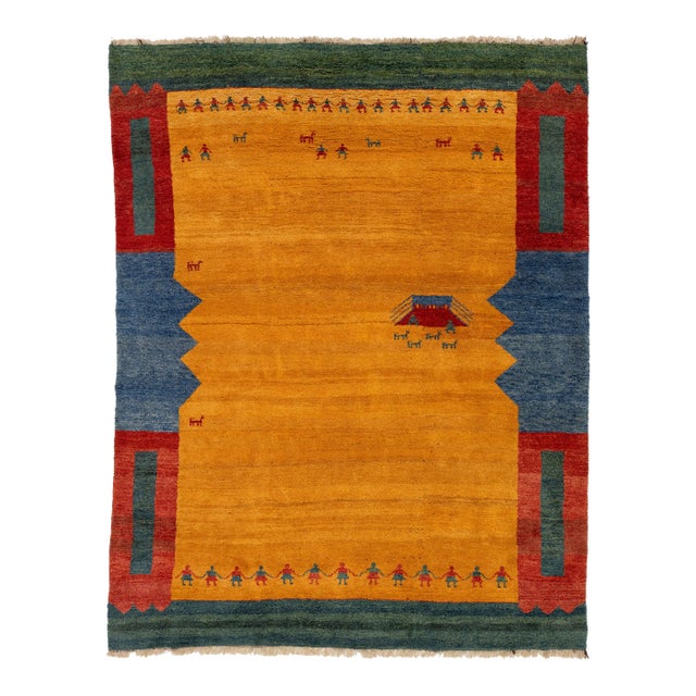 Contemporary Persian Gabbeh Wool Rug With Multicolor Pattern For Sale