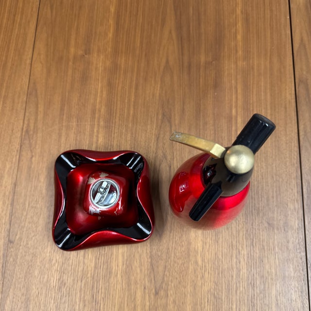 Vintage iSi Austria Red Soda Siphon, Ashtray + Table Lighter Set For Sale - Image 4 of 12