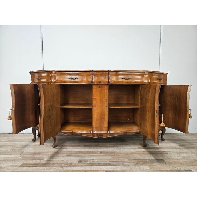 Baroque-Style Walnut Sideboard with Four Doors and Four Drawers, 1960 For Sale - Image 15 of 18