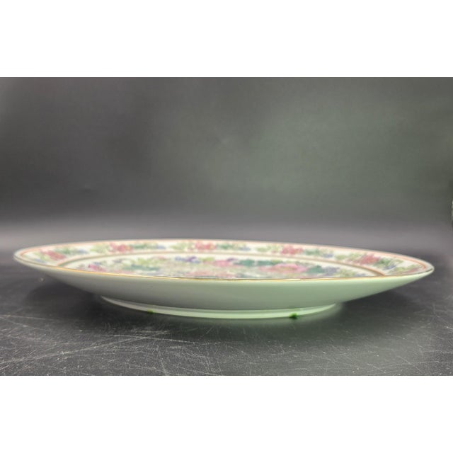 Shabby Chic Vintage Large Pink Floral Decorative Plate For Sale - Image 3 of 18