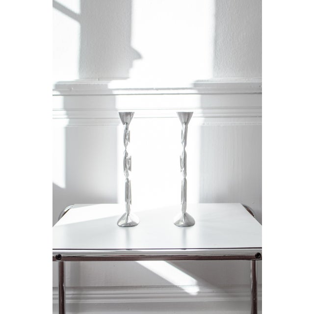 Metal Candlesticks by Matthew Hilton, 1980s, Set of 2 For Sale - Image 7 of 8