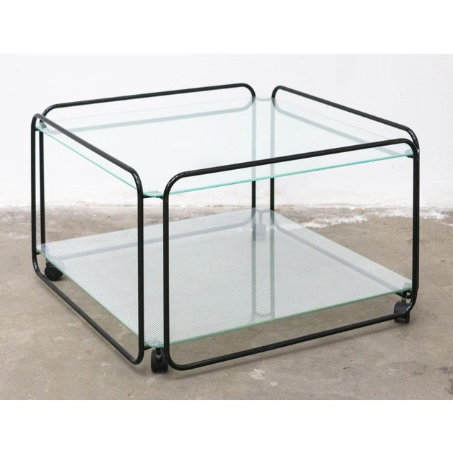 Contemporary Vintage Two-Tier Table in Metal Tubing and Glass, Italy, 1980s For Sale - Image 3 of 10