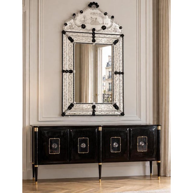 Venetian Etched Murano Glass Mirror, 1970 For Sale - Image 10 of 11