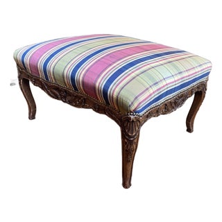 French Louis Quinze Style Walnut and Upholstered Ottoman. Circa 1875-1895 For Sale