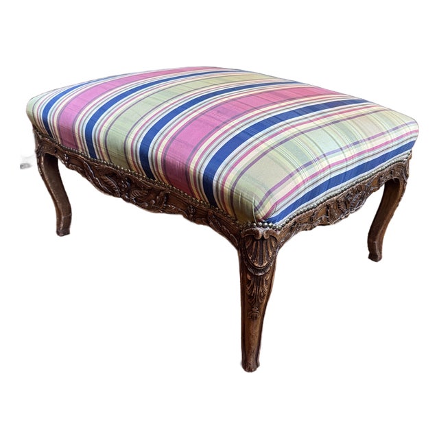 French Louis Quinze Style Walnut and Upholstered Ottoman. Circa 1875-1895 For Sale