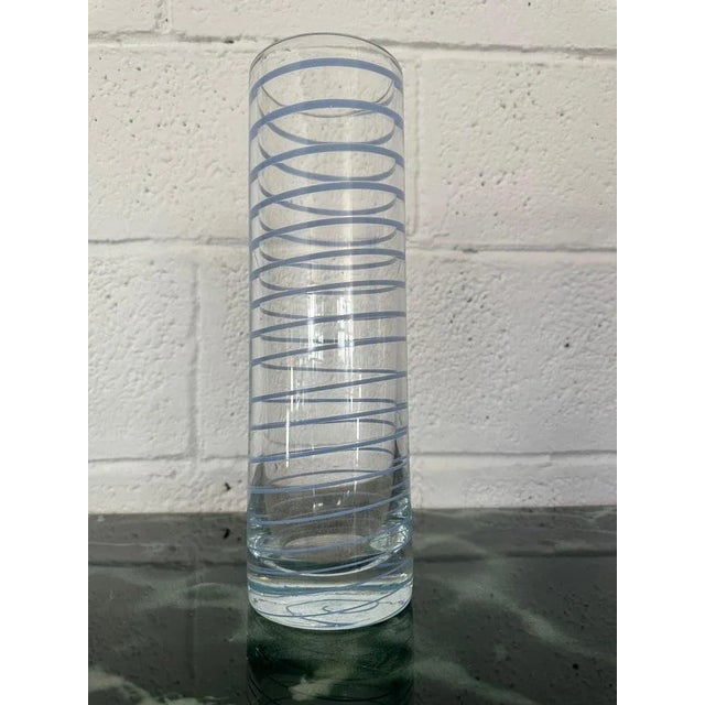 Murano Glass Lamp in Transparent with Blue Filigree, 1990s For Sale - Image 3 of 4