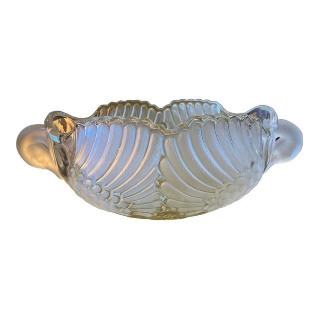 Glass Swan Bowl Cachepot Vase Centerpiece For Sale