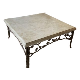 Ironies Custom Vintage Cast Stone and Iron Coffee Table For Sale