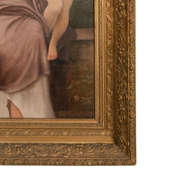 Large Antique French 19th Century Oil Canvas Painting "Hearts Awakening" Cherubs by William-Adolphe Bouguereau, 1892 For Sale - Image 11 of 14