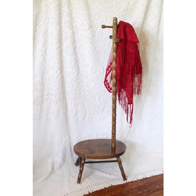 Wood 1950s Handmade Combo Wood Stool With a Hanger For Sale - Image 7 of 11