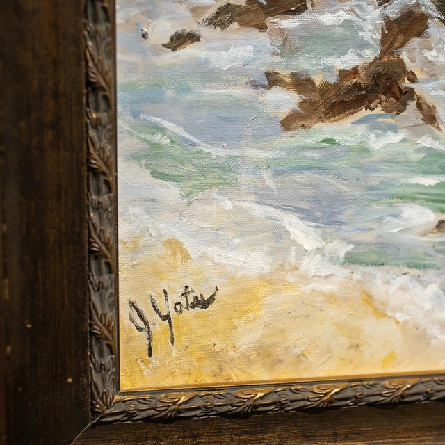 Textile "Ocean Waves" Original Oil Painting, Framed For Sale - Image 7 of 7