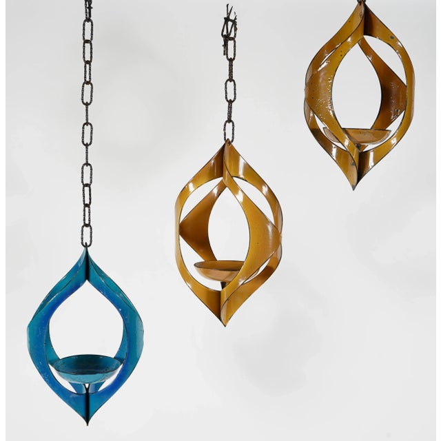 Mid-Century Modern Vintage Hanova of Pasadena Hanging Candle Holders- Set of 3 For Sale - Image 3 of 9