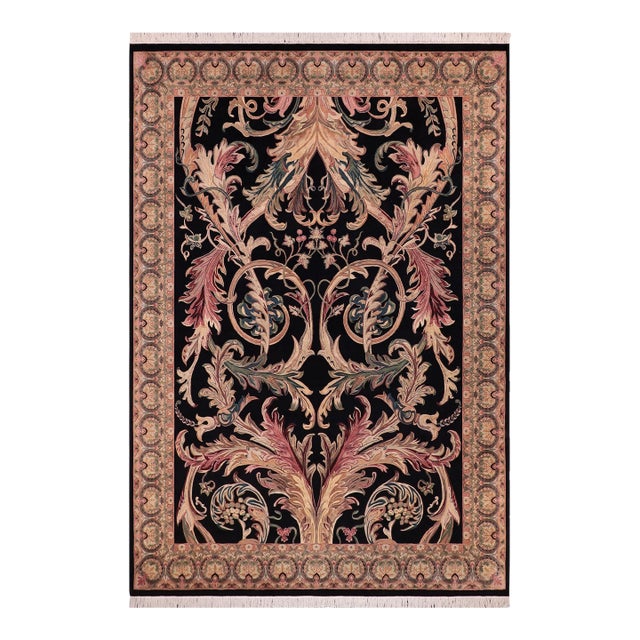 Art Nouveau 1990's Pak-Persian Black/Gray Wool Rug - 9'2'' X 12'5'' For Sale
