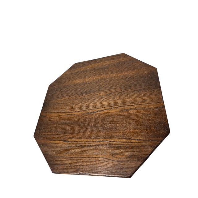 1980s Ethan Allan Charter Oak Jacobean End Side Table Octagon Rent Table Style For Sale - Image 14 of 16