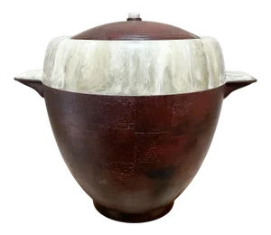1950s Two-Tone Ice Bucket Faux Wood & Marble Mexico
