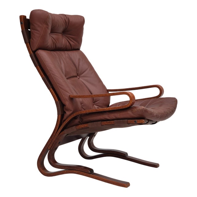 Vintage Scandinavian Lounge Chair in Leather, 1970s For Sale