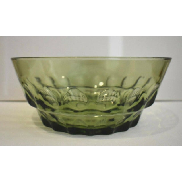 1950s Vintage Hazel-Atlas Green Glass Salad Serving Bowl For Sale - Image 5 of 9