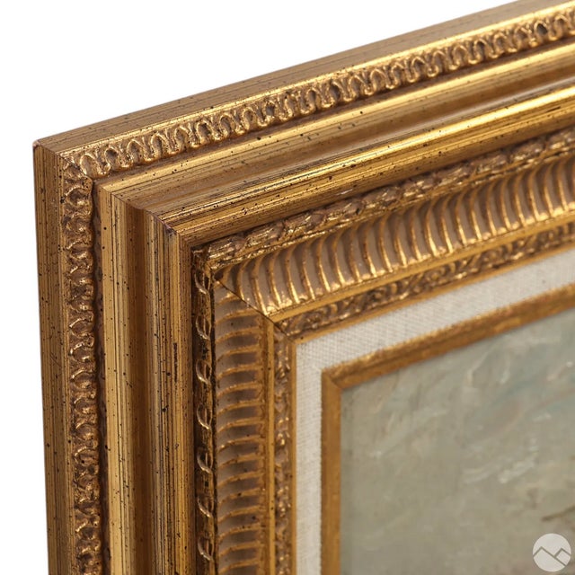 Mid 20th Century Vintage Oil Painting Marine Harbor Scene by M Chevtsov For Sale - Image 4 of 5