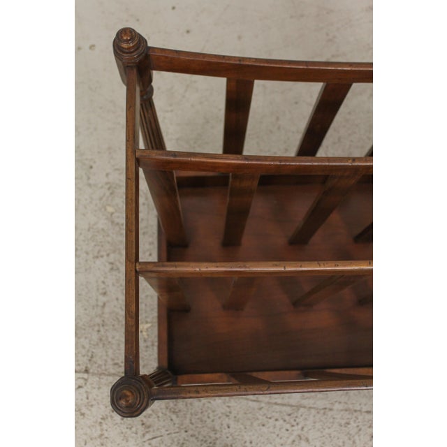 Monumental Continental Walnut Finish Canterbury Magazine Rack For Sale - Image 10 of 13