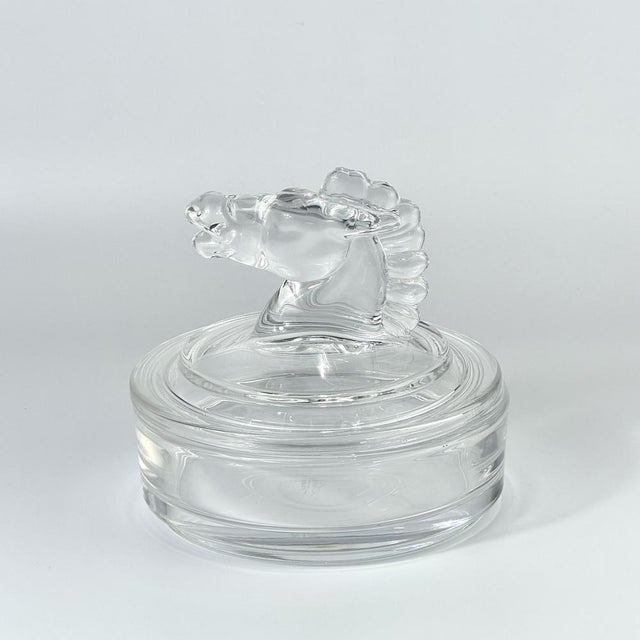 French Crystal Box with Horse Finial from Sèvres, 1980s For Sale - Image 10 of 10