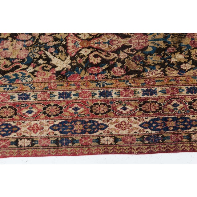 Textile Authentic Persian Kirman Botanic Pink, Blue, Beige Handmade Wool Carpet For Sale - Image 7 of 8
