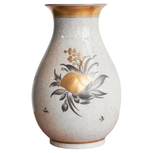 Shellfish Vase in Craquelé and Gold by Thorkild Olsen for Royal Copenhagen, 1920s