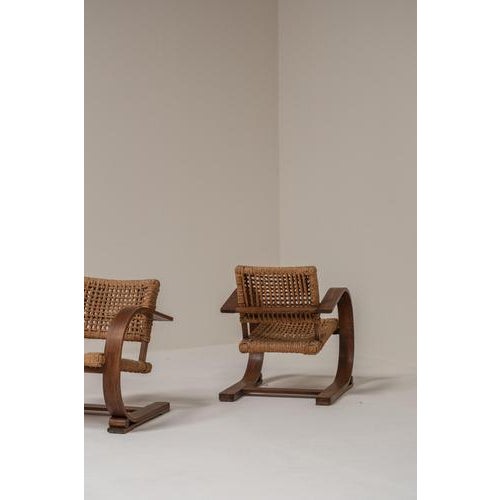 Gold Mid-Century Rope Chair by Audoux & Minet, France, 1950s For Sale - Image 8 of 15