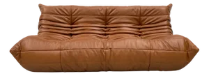 French Togo 3-Seater Sofa in Dark Cognac Leather attributed to Michel Ducaroy for Ligne Roset