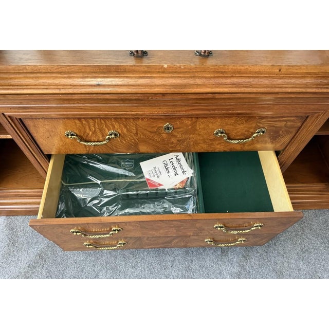 Late 20th Century Thomasville Burled Walnut China Cabinet For Sale - Image 10 of 17