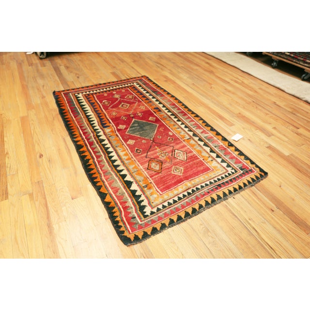 Stunning Red Vintage Persian Gabbeh Geometric Rug, Country of Origin: Persia, Circa Date: Vintage