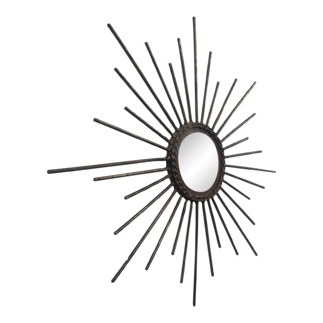 Vintage Gold Sunburst Mirror For Sale