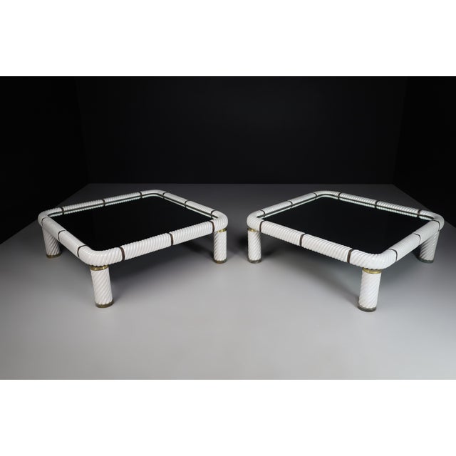 White Ceramic and Brass Coffee Tables, 1970s, Set of 2 For Sale - Image 13 of 18