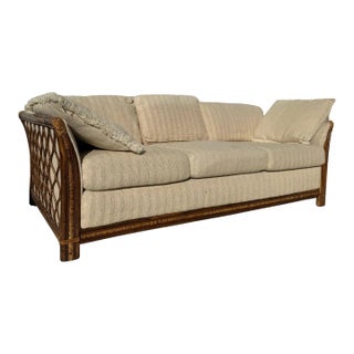 Late 20th Century Boho Chic 3 Seat Bamboo and Rattan Sofa For Sale