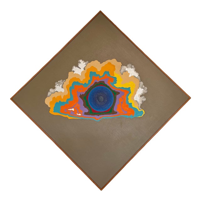 Vintage Original Framed Abstract Psychedelic Pop Art Acrylic Painting For Sale