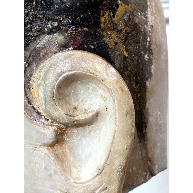 Large Extraordinary Antique Burmese Marble Buddha Head Display Stand For Sale - Image 16 of 16