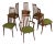 Henry P. Glass High Back Dining Chairs With Original Green Fabric For Sale